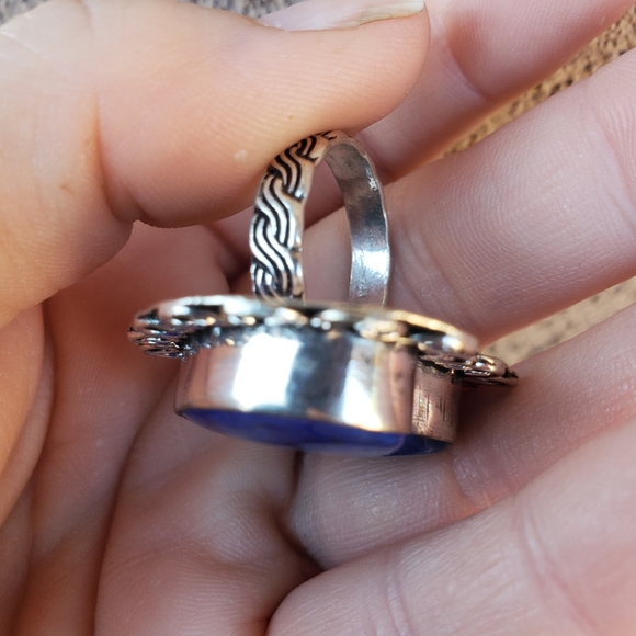 New Heart Shaped Lapis Lazuli 925 Silver Statement Ring. - Picture 12 of 13